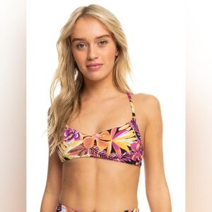 NWT Roxy Pt Beach Classics Bralette Bikini Top anthracite hot‎ tropics